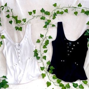 2 tank top body suit, size Medium, black and white